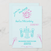 Moderne Handgezeichnete Geburtstagsessen Party Ein Einladung (Vorne/Hinten)