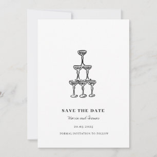 Moderne handgezeichnete Hochzeit rettet das Datum Save The Date