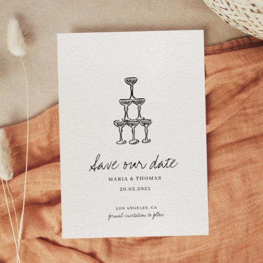 Moderne handgezeichnete Hochzeit rettet das Datum Save The Date
