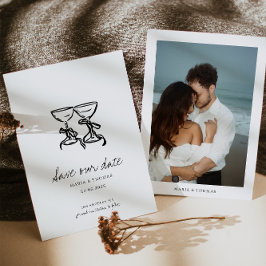 Moderne handgezeichnete Hochzeit rettet das Datum Save The Date