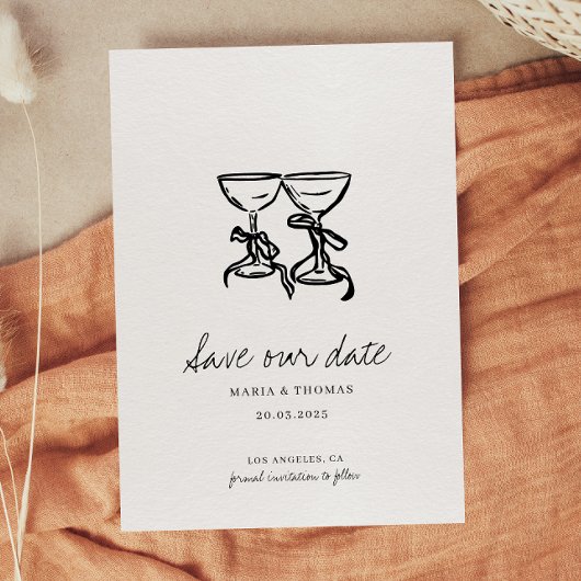 Moderne handgezeichnete Hochzeit rettet das Datum Save The Date