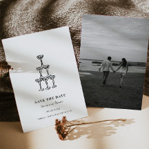 Moderne handgezeichnete Hochzeit rettet das Datum