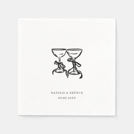 Moderne handgezeichnete Hochzeit Serviette