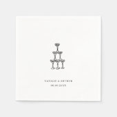 Moderne handgezeichnete Hochzeit Serviette (Vorderseite)