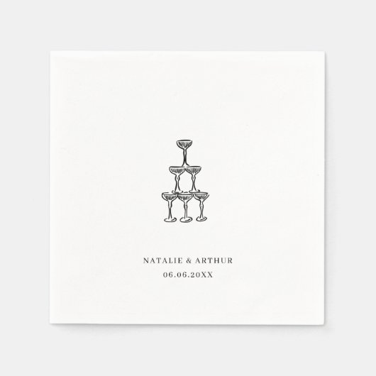 Moderne handgezeichnete Hochzeit Serviette (Vorderseite)