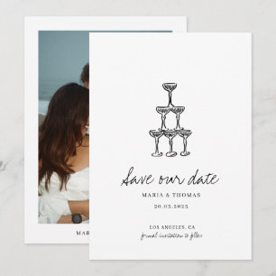 Moderne handgezeichnete Hochzeit - Termin vormerke Save The Date