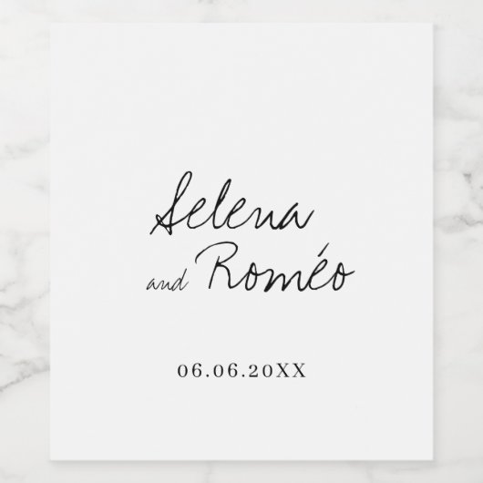 Moderne handgezeichnete Hochzeit Weinetikett (Einzelnes Label)