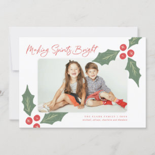 Moderne handgezeichnete Holberries-Foto-Rahmen Feiertagskarte