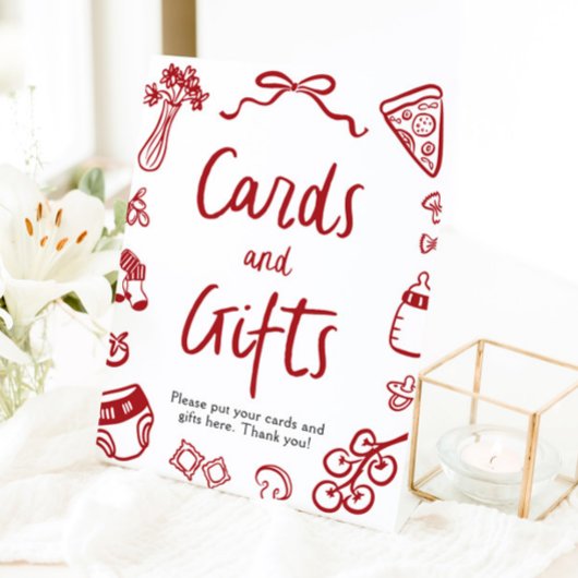 Moderne handgezeichnete italienische Pizzakarte un Sockelschild