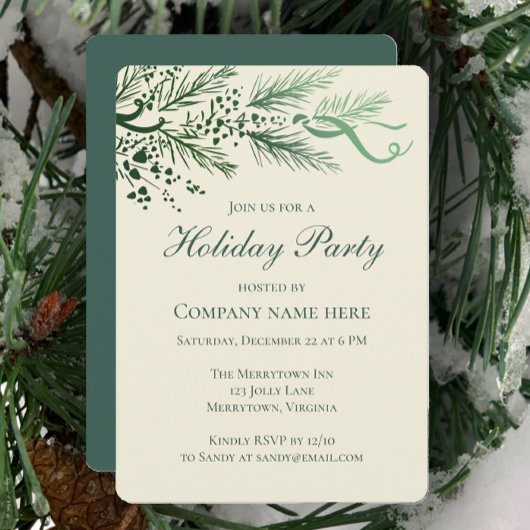 Moderne, handgezeichnete Pine Corporate Holiday Pa Einladung