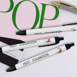 Moderne, handgezeichnete Red Apple Niedlich Teache Kugelschreiber