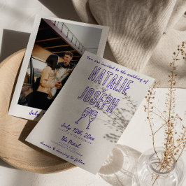 Moderne handgezeichnete Retro-Foto-Hochzeit Einladung