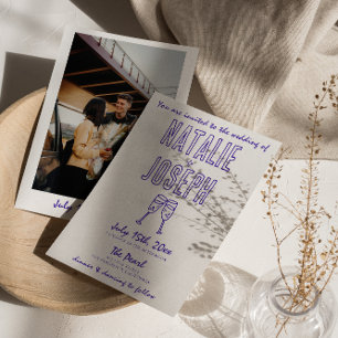 Moderne handgezeichnete Retro-Foto-Hochzeit Einladung