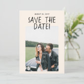 Moderne handgezeichnete romantische Retro-Foto Hoc Save The Date (Stehend Vorderseite)