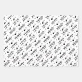 Moderne, handgezeichnete schwarz-weiße Herzen Geschenkpapier Set (Vorderseite 3)