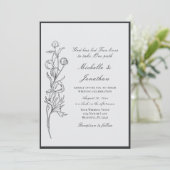 Moderne, handgezeichnete schwarze Blume Christlich Einladung (Stehend Vorderseite)