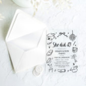 Moderne handgezeichnete Sie hat es geschafft Absch Acryleinladungen