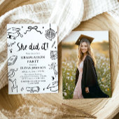 Moderne handgezeichnete Sie hat es geschafft Absch Einladung