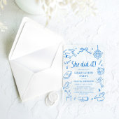 Moderne handgezeichnete Sie hats geschafft Blaue A Acryleinladungen