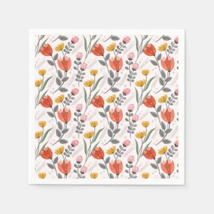 Moderne Handgezeichnete Tulips Napkins Serviette