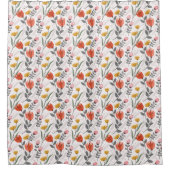 Moderne Handgezeichnete Tulpen Duschvorhang (Vorderseite)