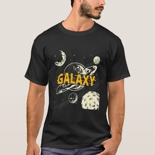 Moderne Handgezeichnete Universum Galaxy Planet Mo T-Shirt (Vorderseite)