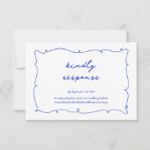 Moderne handgezeichnete Wavy Vibranding Blue Weddi RSVP Karte (Vorderseite)