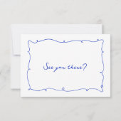 Moderne handgezeichnete Wavy Vibranding Blue Weddi RSVP Karte (Rückseite)