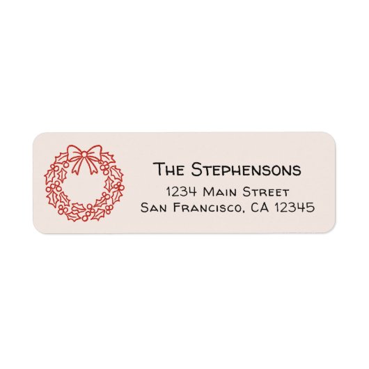 Moderne, handgezeichnete Weihnachtskranz-Rücksende (Vorne)