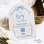 Moderne handgezogene BLAU-Retro-Hochzeit Einladung