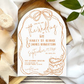 Moderne handgezogene Bogen TERRACOTTA Hochzeit Einladung