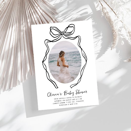 Moderne, handgezogene Bow Whimsical Baby Dusche Einladung