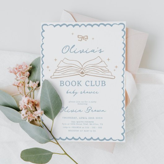 Moderne, handgezogene Bücherspülung Einladung