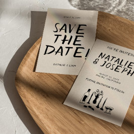 Moderne handgezogene Champagner Retro Quirky Weddi Save The Date