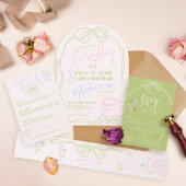 Moderne handgezogene PASTEL Retro-Hochzeit Einladung