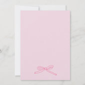 Moderne, handgezogene Pink Bow Baby Dusche Einladu Einladung (Rückseite)