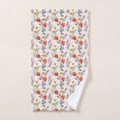 Moderne, handgezogene Tulpen Badetuch Set (Handtuch)