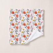Moderne, handgezogene Tulpen Badetuch Set (Waschlappen)