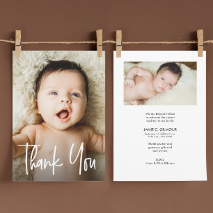 Moderne Handlettering 2 Baby-Fotos Danke
