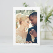 Moderne Handschrift 2 Foto Hochzeit Vielen Dank Dankeskarte (Stehend Vorderseite)