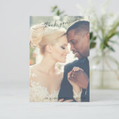 Moderne Handschrift 2 Foto Hochzeit Vielen Dank Dankeskarte (Stehend Vorderseite)