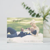 Moderne Handschrift 2 Foto Hochzeit Vielen Dank Dankeskarte (Stehend Vorderseite)