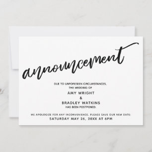 Moderne Handschrift Aufgeschobene Hochzeitsanzeige Einladung
