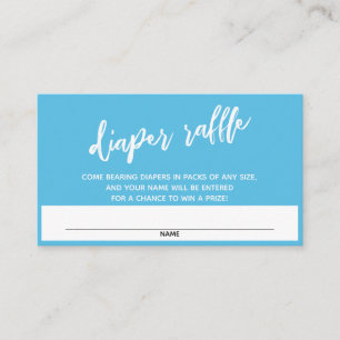 Moderne Handschrift Blue Diaper Raffle Ticket Begleitkarte