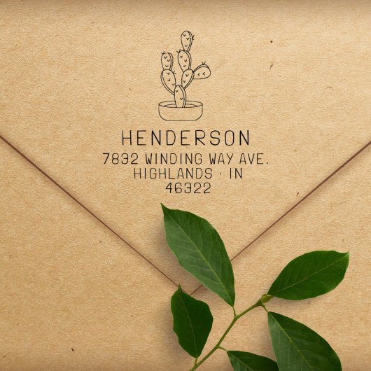 Moderne Handschrift Cactus Family Rücksendeadresse Gummistempel
