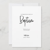 Moderne Handschrift Custom Foto Baby Taufe Dankeskarte (Rückseite)