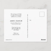 Moderne Handschrift Danke Baby Foto Birth Postkarte (Rückseite)