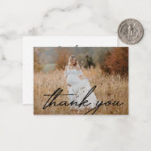 Moderne Handschrift danke Babydusche Foto Mitteilungskarte (Vorderseite/Rückseite Beispiel)