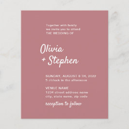 Moderne Handschrift. Dusty Rose white Wedding Invi Flyer