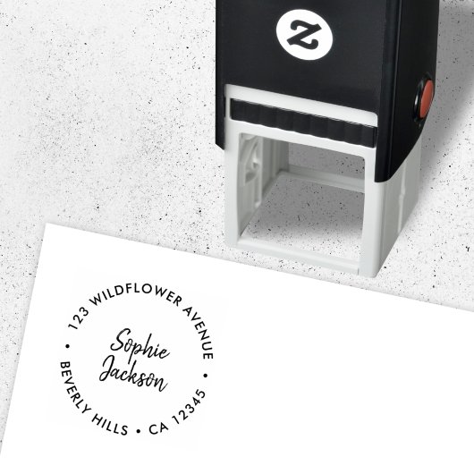 Moderne Handschrift | Einfache runde Rücksendeadre Permastempel